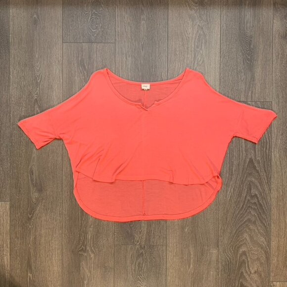 Wilfred Free Aritzia Top T-shirt Cropped Short sleeve Coral Pink Size XS - Picture 10 of 15